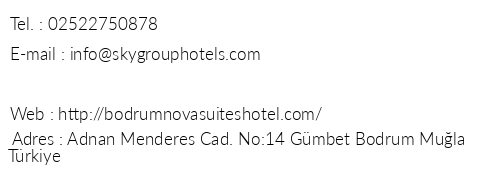 Sky Nova Suites Hotel telefon numaralar, faks, e-mail, posta adresi ve iletiim bilgileri